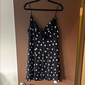 NWT Alice + Olivia Black Floral Spaghetti Strap Twist-Bust Mini Dress